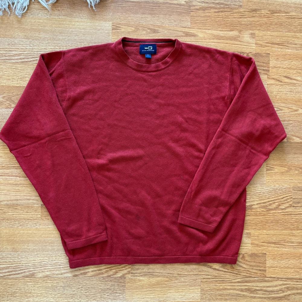 Vintage Cashmere & Silk Thin Red Sweater Shirt - Picture 2 of 7
